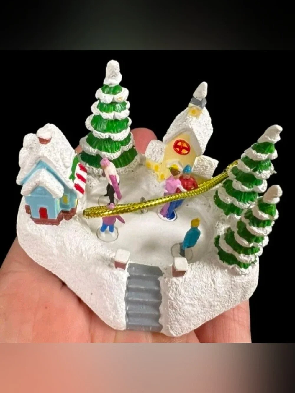 Skate the Day Away • Limited Edition Ceramic Christmas Village Warmer • Retired